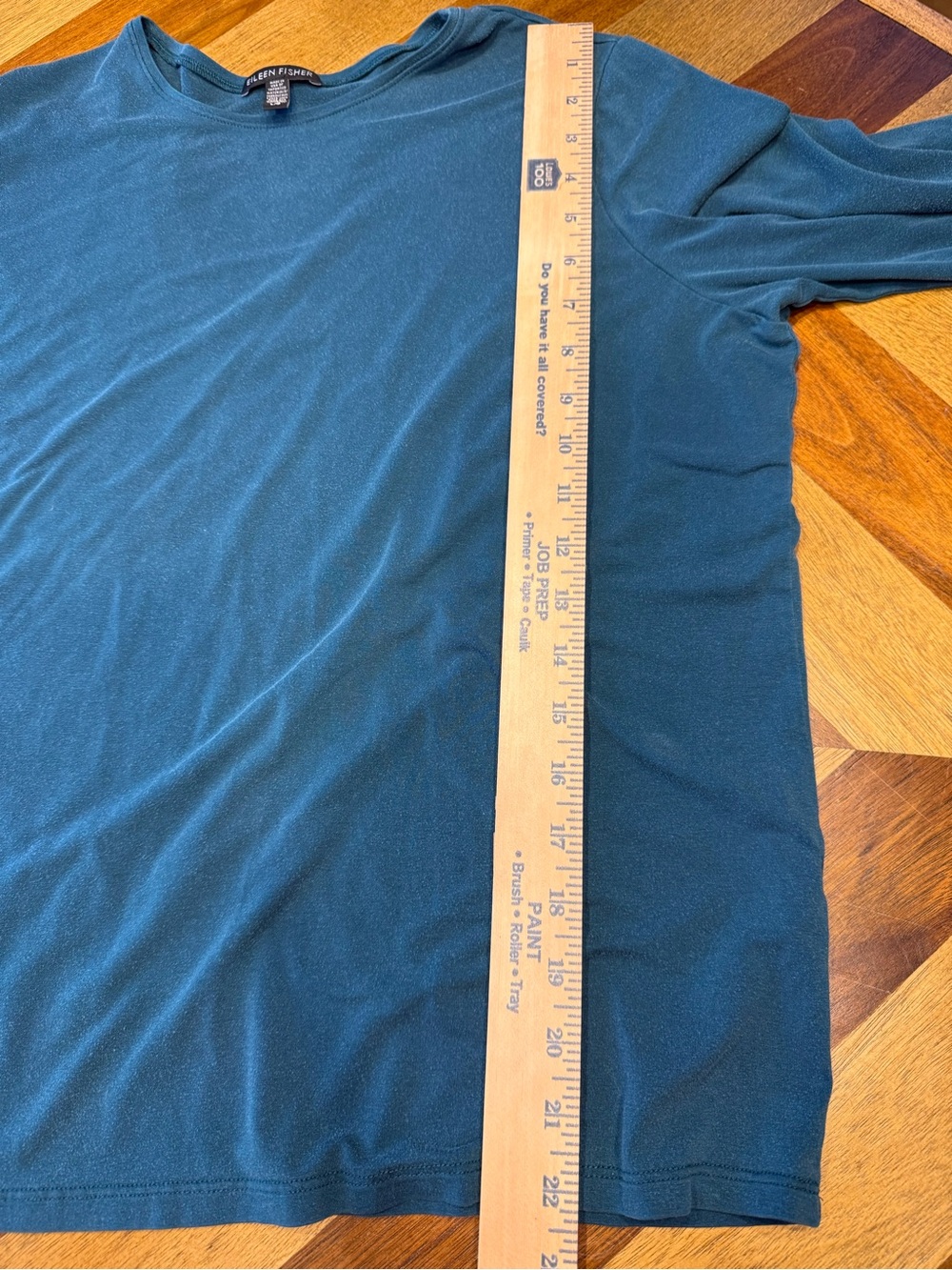 Eileen Fisher Teal Long Sleeve Crewneck Top - Picture 7 of 7
